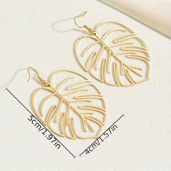 “Emily” Palm Leaf Dangle Earrings – Lightweight, Statement & Effortlessly Chic - Picture 3 of 3